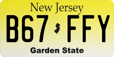 NJ license plate B67FFY