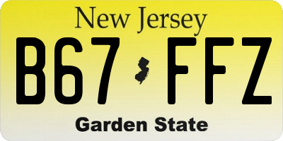 NJ license plate B67FFZ