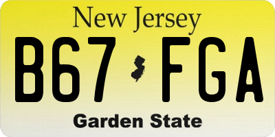 NJ license plate B67FGA