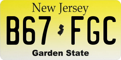 NJ license plate B67FGC