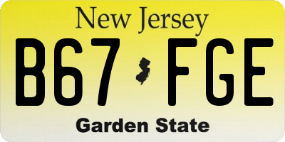 NJ license plate B67FGE