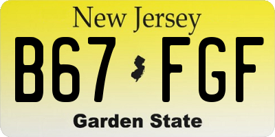 NJ license plate B67FGF