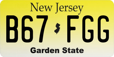 NJ license plate B67FGG