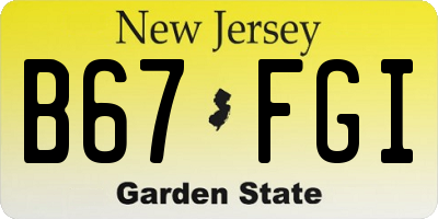 NJ license plate B67FGI