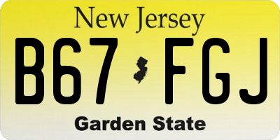 NJ license plate B67FGJ