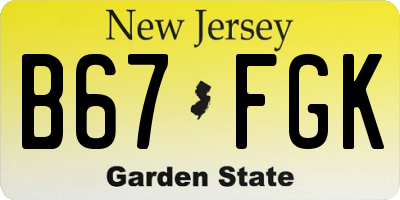 NJ license plate B67FGK
