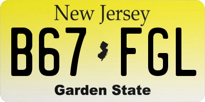 NJ license plate B67FGL