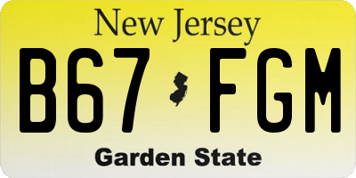 NJ license plate B67FGM