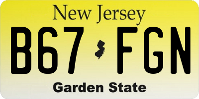 NJ license plate B67FGN