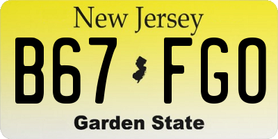 NJ license plate B67FGO