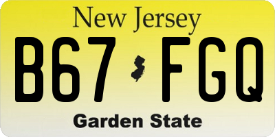 NJ license plate B67FGQ