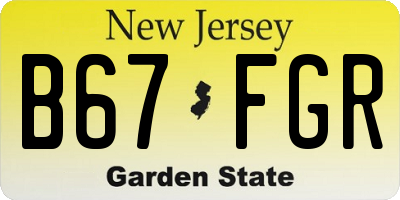 NJ license plate B67FGR