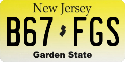 NJ license plate B67FGS
