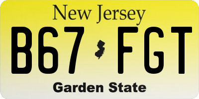 NJ license plate B67FGT