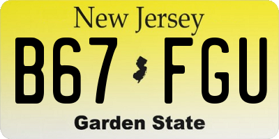 NJ license plate B67FGU