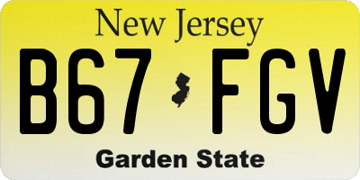 NJ license plate B67FGV