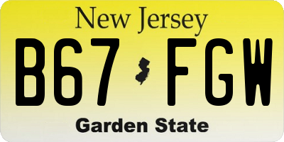 NJ license plate B67FGW