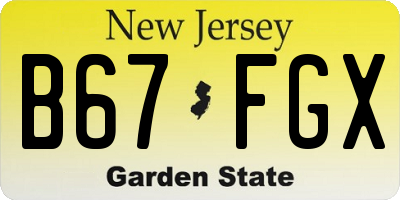 NJ license plate B67FGX