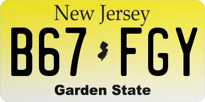 NJ license plate B67FGY