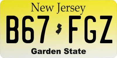 NJ license plate B67FGZ