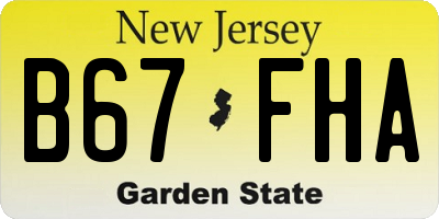 NJ license plate B67FHA