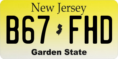 NJ license plate B67FHD