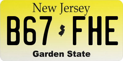 NJ license plate B67FHE