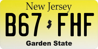 NJ license plate B67FHF