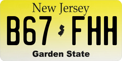 NJ license plate B67FHH