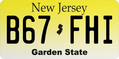 NJ license plate B67FHI