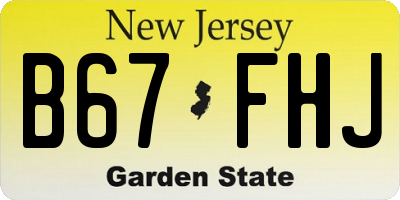 NJ license plate B67FHJ