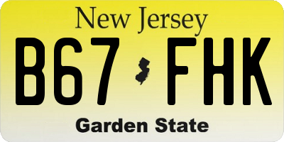 NJ license plate B67FHK