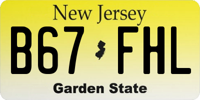 NJ license plate B67FHL