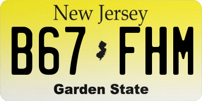 NJ license plate B67FHM