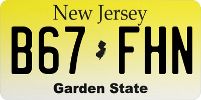 NJ license plate B67FHN