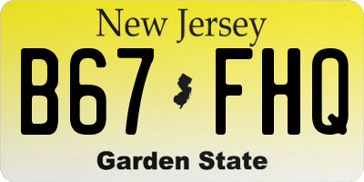 NJ license plate B67FHQ