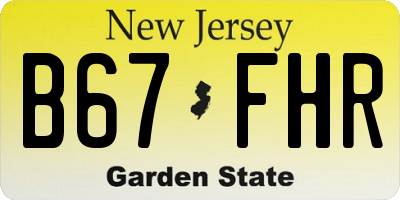 NJ license plate B67FHR
