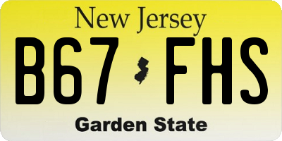 NJ license plate B67FHS
