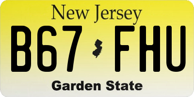 NJ license plate B67FHU