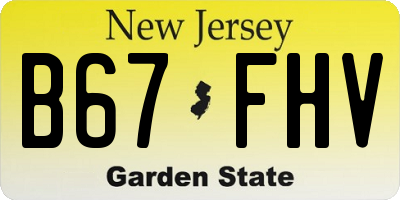 NJ license plate B67FHV