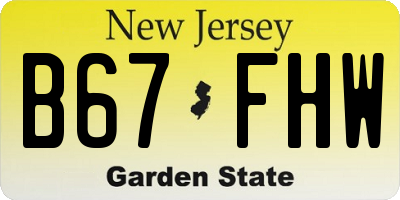 NJ license plate B67FHW