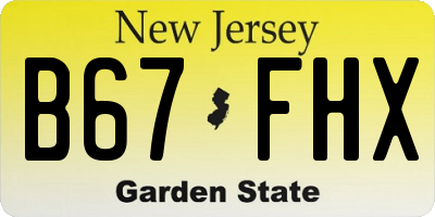 NJ license plate B67FHX