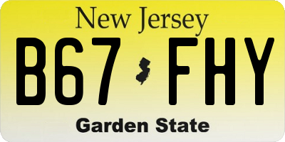 NJ license plate B67FHY