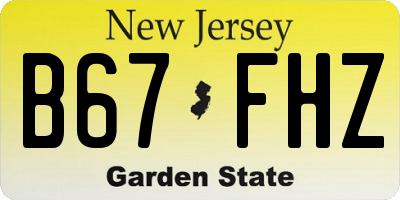NJ license plate B67FHZ