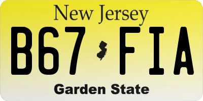 NJ license plate B67FIA