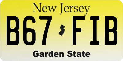 NJ license plate B67FIB