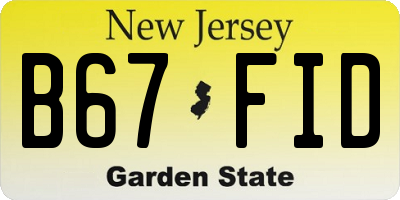 NJ license plate B67FID