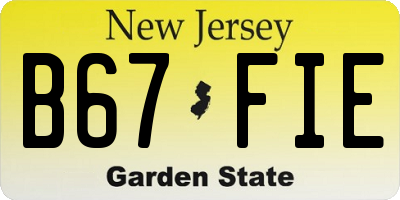 NJ license plate B67FIE