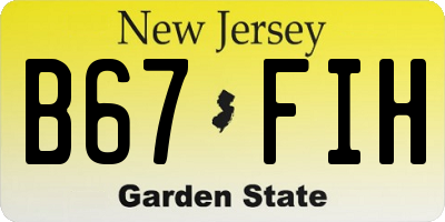 NJ license plate B67FIH