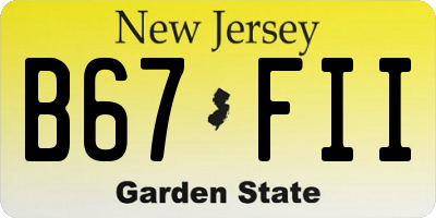 NJ license plate B67FII